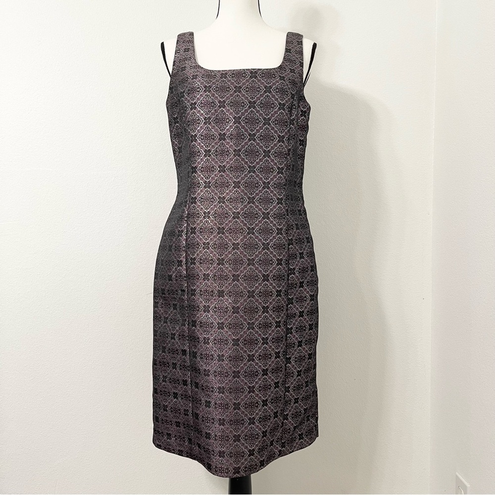 Victor Costa Cocktail Dress Purple Black Metallic. Size 8